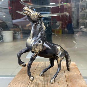 Vintage Brass Horse Statue – 27cm Handmade Bronze Figurine – Feng Shui Equestrian Home Decor – Solid Collectible Sculpture