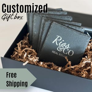 Coaster Set Branded for Real Estate Client Closing Gift for House Sale Present from Realtor Gift Ideas for Housewarming Gift box Under 50