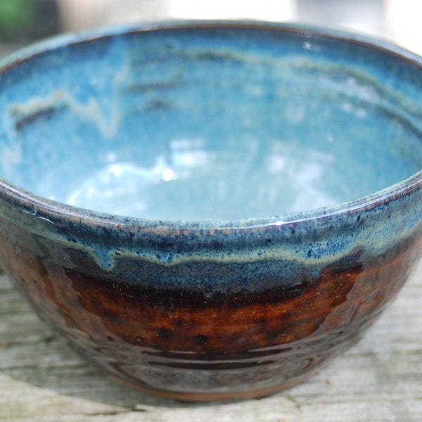 ALL purpose handmade stoneware bowl in blue and brown, handmade ceramic pottery B77