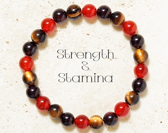 Pulsera de fuerza y resistencia - Pulsera de cristal curativo de 8 mm - Ojo de tigre - Pulsera de cuentas de piedra natural - Apoyo emocional - Piedra preciosa energética