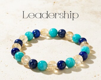 Pulsera de liderazgo - Pulsera de cristal curativo de 8 mm - Citrino - Pulsera de cuentas de piedra natural - Apoyo emocional - Piedra preciosa energética - Regalo