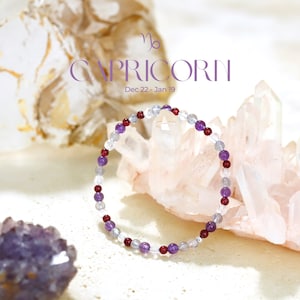 Steinbock Armband - Sternzeichen Kristall Armband - Heilender Kristall - Edelstein Perlen Armband - Sternzeichen Geburtstagsgeschenk - Natürlicher Geburtsstein Kristalle