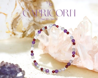 Pulsera Capricornio - Pulsera de Cristal del Zodiaco - Cristal Curativo - Pulsera de Cuentas de Piedras Preciosas - Regalo de Cumpleaños del Zodiaco - Cristales de Piedras Natales Naturales