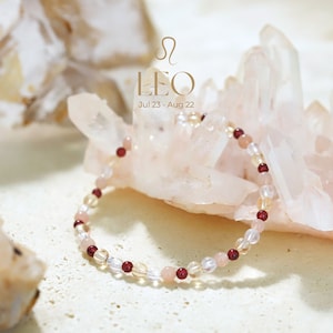 Leo Bracelet - Zodiac Crystal Bracelet - Healing Crystal - 4mm Gemstone Beaded Bracelet - Zodiac Birthday Gift - Natural Birthstone Crystals