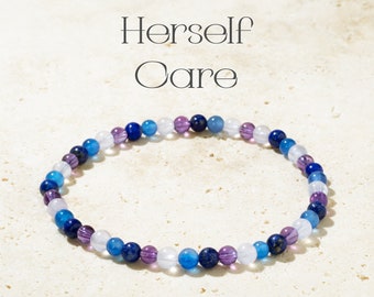 Pulsera de autocuidado - Pulsera de cristal curativo - Regalo para mujer - Pulsera de cuentas de piedras preciosas naturales - Apoyo emocional - Piedra preciosa energética