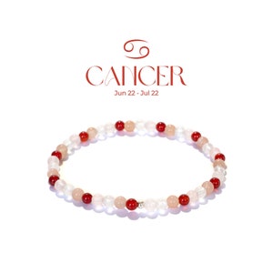 Krebs Armband - Sternzeichen Kristall Armband - Heilender Kristall - 4 mm Edelstein Perlen Armband - Sternzeichen Geburtstagsgeschenk - Natürlicher Geburtsstein Kristall