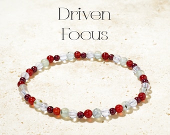 Pulsera de Enfoque Impulsado - Pulsera de Cristal Curativo de 4 mm - Granate - Pulsera de Cuentas de Piedra Natural - Apoyo Emocional - Gema Energética - Regalo