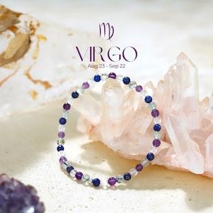 Jungfrau Armband - Sternzeichen Kristall Armband - Heilender Kristall - 4 mm Edelstein Perlen Armband - Sternzeichen Geburtstagsgeschenk - natürliche Geburtsstein Kristalle