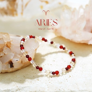 Aries Bracelet - Zodiac Crystal Bracelet - Healing Crystal - 4mm Gemstone Bead Bracelet - Zodiac Birthday Gift - Natural Birthstone Crystals