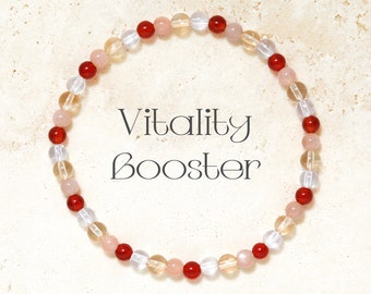 Pulsera de cristal curativo de 4 mm con citrino, potenciador de vitalidad, cuentas de piedra natural, apoyo emocional, gema energética.
