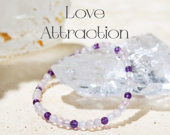Pulsera de Atracción de Amor - Pulsera de Cristales Curativos - Regalo de Amor - Joyería de Piedras Preciosas Energéticas - Apoyo Emocional - Pulsera de Piedras Naturales