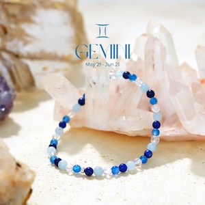 Gemini Armband - Sternzeichen Kristall Armband - Heilender Kristall - 4 mm Edelstein Perlen Armband - Sternzeichen Geburtstagsgeschenk - Natürlicher Geburtsstein Kristall