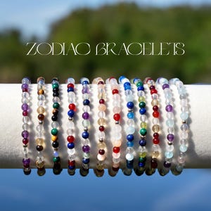 Sternzeichen Kristall Armband - Sternzeichen Heilstein Armband - Natürliche Sternzeichen Edelstein Perlen Armbänder - Sternzeichen Geburtstagsgeschenk - Geburtsstein Armband
