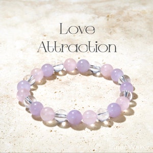 Love Attraction Bracelet - Healing Crystal Bracelet - Gemstone Jewelry - Love Gift - Emotional Support - 8mm Natural Stone Beaded Bracelet