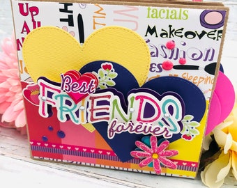 Best Friends 5" Mini Scrapbook Album - Friendship Memory Book - Premade Paper Bag Scrapbook - Gift for BFF - Girlfriends Gift