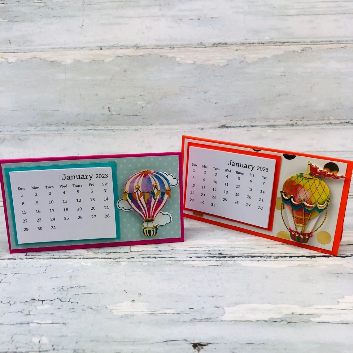 2023 Mini Standup Desk Calendar Balloon Calendar Hot Air Etsy