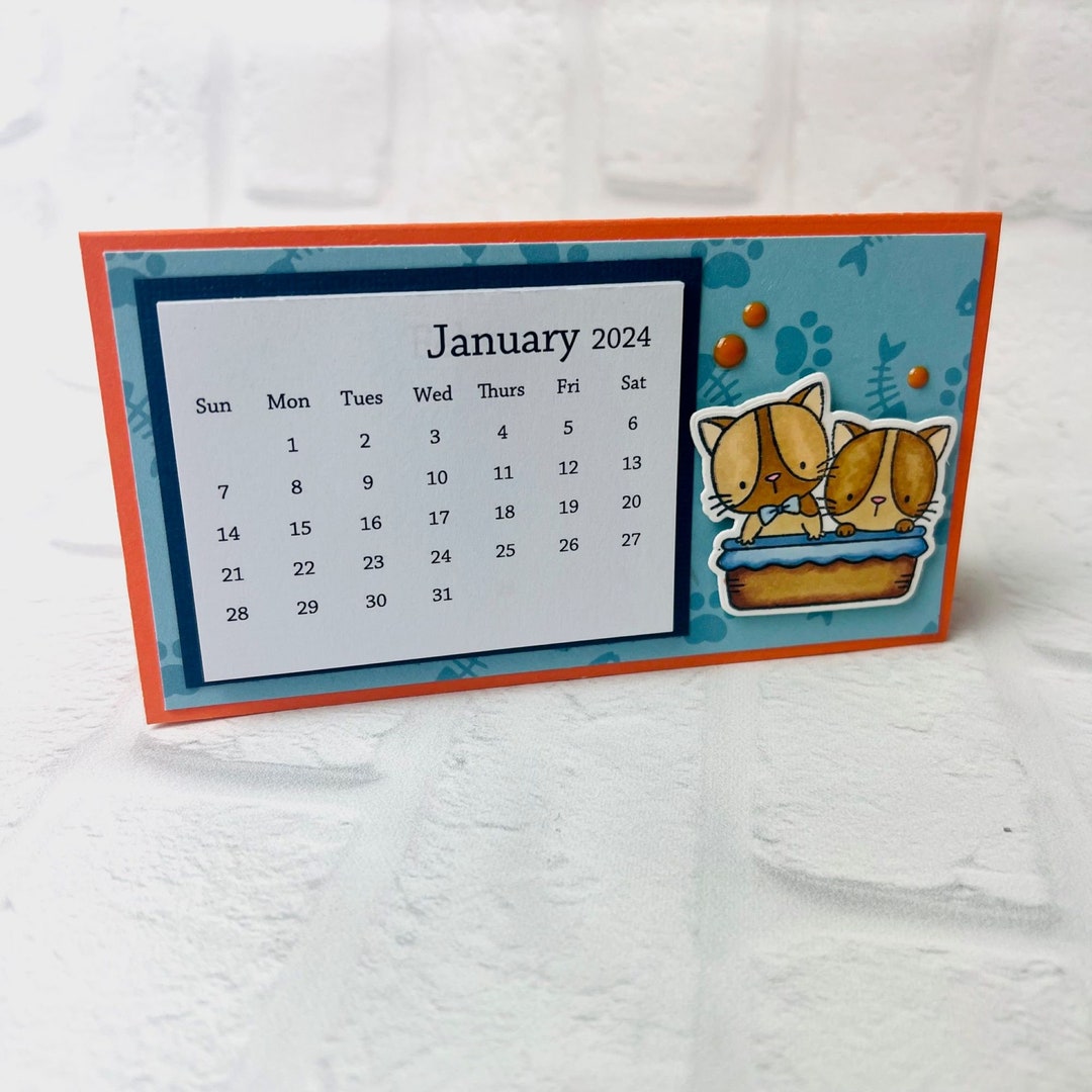 2024 Cat Mini Standup Desk Calendar Kitten Calendar Feline Calendar