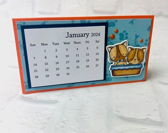 2024 Cat Mini Stand-Up Desk Calendar - Kitten Calendar - Feline Calendar - Small Desk Calendar for 2024 - Tear-off Calendar - Cat Gift