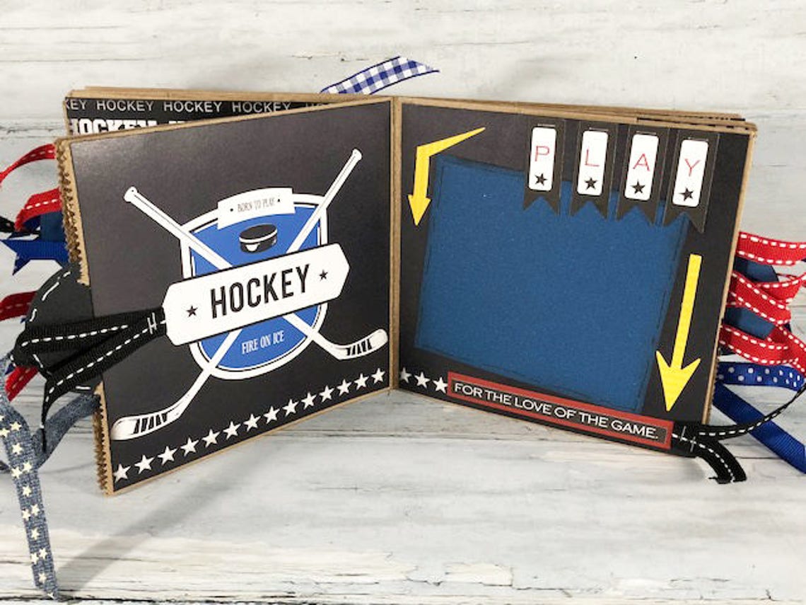 Hockey Mini Scrapbook Premade Sports Themed Photo Album Etsy