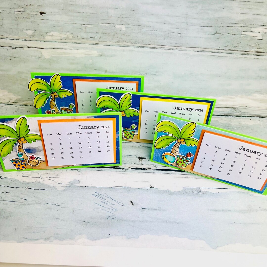 2024 Mini Beach Standup Desk Calendar Beachy Small Desk Calendar for