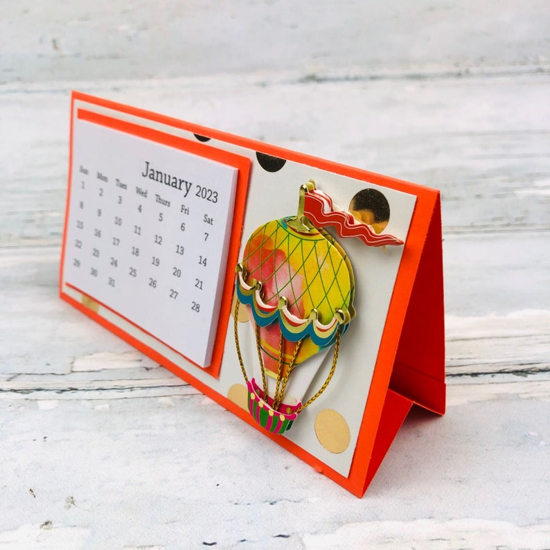 2023 Mini Standup Desk Calendar Balloon Calendar Hot Air Etsy