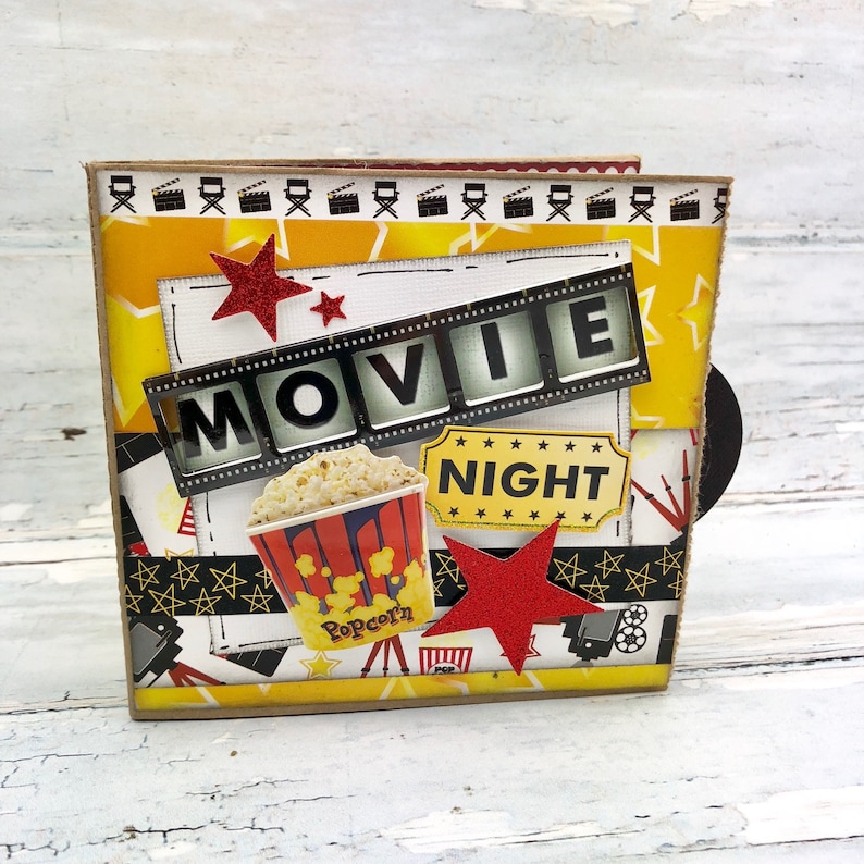 Movie Night Scrapbook Premade Mini Photo Album