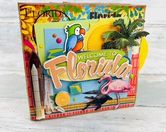 Florida 5" Mini Scrapbook - Vacation Photo Album - Family Vacation Scrapbook - Florida Beach Trip Album - Paper Bag Scrapbook - Florida Vaca