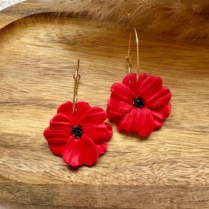 Flower earrings - &quot;Garance&quot; model - Poppy inspiration