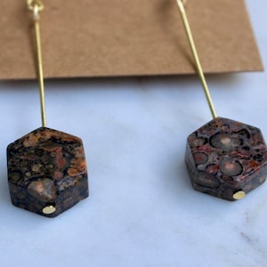 Jasper and gold drop earrings