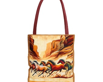 Wilde Pferdedruck-Einkaufstasche - Umweltfreundliche Tragetasche, Einkaufstasche, Strandtasche, Geschenk für Pferdeliebhaber