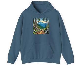 Hiking Mountain Path, Unisex Hooded Sweatshirt - Cozy Gift for Nature Lovers, Hiking, Outdoor Adventure, Travel, Gift for Him/Her