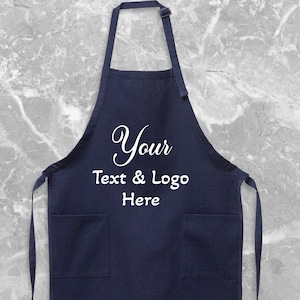 Personalized Apron with Pockets: Custom Text or Logo