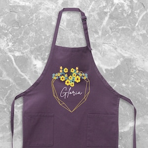 Personalized Bakery Apron, Custom Aprons For Women, Custom Flower Apron, Apron For Her, Customized Floral Apron, Women Kitchen Apron