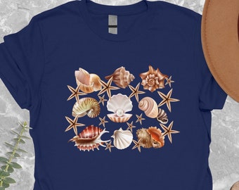 Seashell Collage, Vintage Inspired Baby Tee | Cotton Polyester Blend | Unisex Sizing