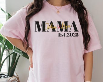 Custom Mama Shirt, Personalized Kids Names | Est Year | Family Keepsake Tee
