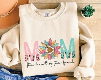 Floral Mama Shirt, Heart Of The Family - Personalized Mom Gift | Adjustable Fit XS-3XL