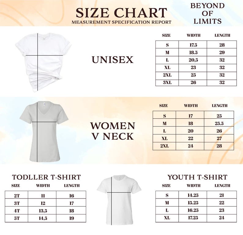 a women's t - shirt size chart with measurements