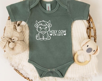Body de bebé con estampado de vaca de las Tierras Altas, colores cómodos, regalo unisex.