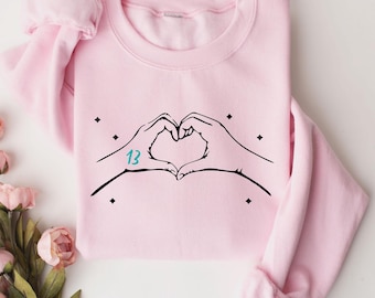 Lucky Number 13 Heart Hands Sweatshirt - Music Lover Tee