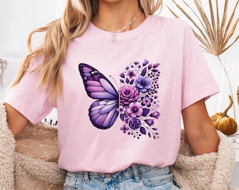 Butterfly Floral Tshirt, Butterfly Shirt, Butterfly Graphic Tee, , Botanical Tee, Butterfly Gift,