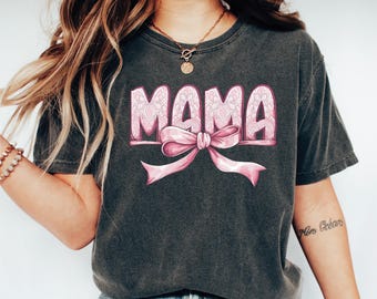 Floral Mama Shirt, Coquette Bow Graphic Tee | Cotton Poly Blend | Unisex Relaxed Fit