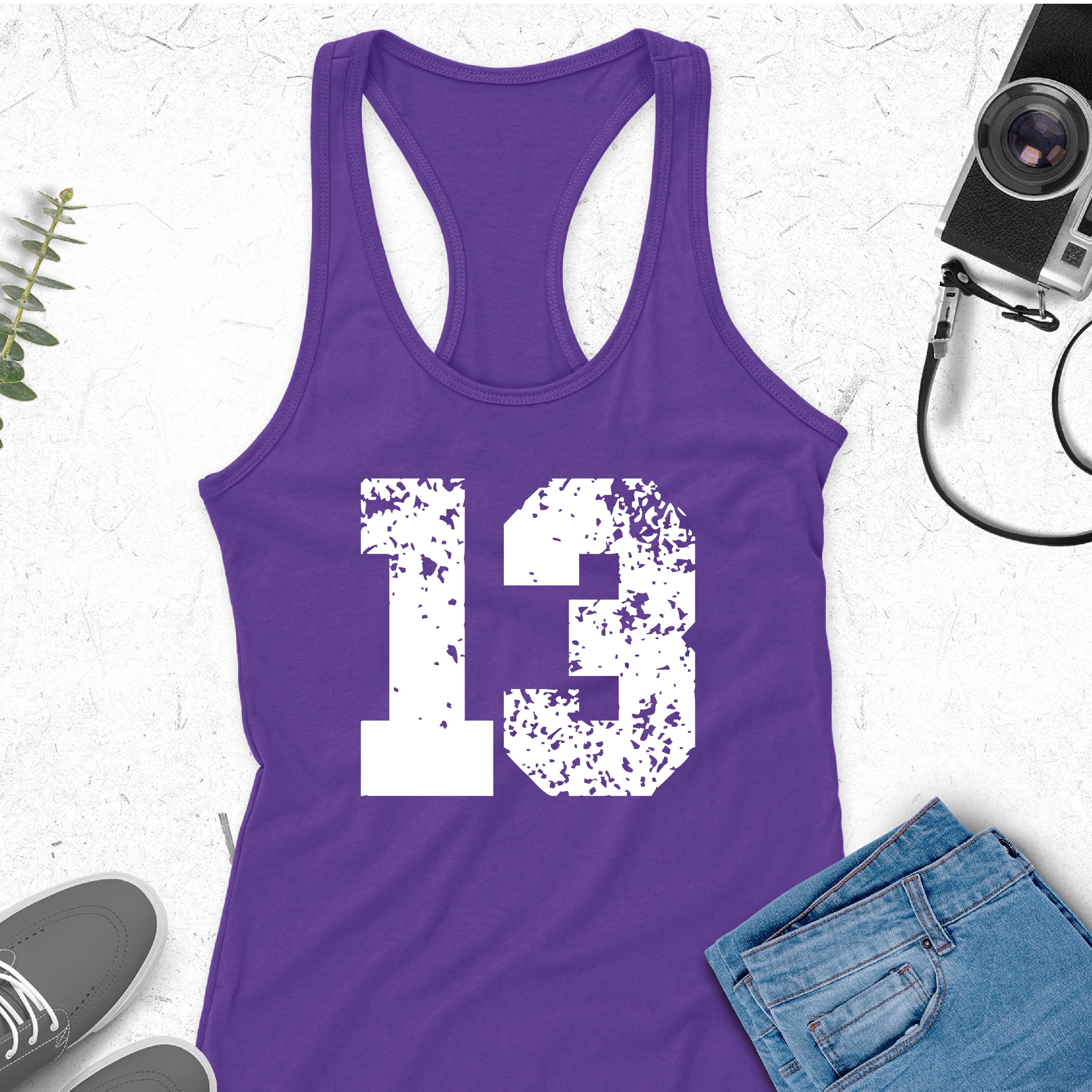 Custom Number Tank, Distressed Birthday Tank, Birthday Tank Top, Lucky Number Tank, Player Tank Top, Kids Birthday Tank, 13th Birthday Tank