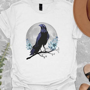 Gothic Raven T-shirt, Boho Crow Shirt, Whimsigoth Raven Sweatshirt, Witchy Shirt, Dark Academia Evermore Tshirt, Raven Goblincore Hoodie