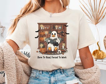 Retro Ghost Reading T-shirt, Halloween Librarian Teacher Gift