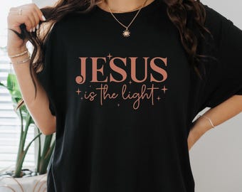 Floral Jesus is the Light Shirt: Christian Bible Verse Tee