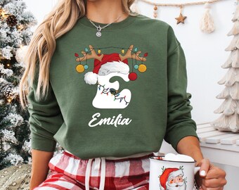 Custom Sweatshirt, Monogram Alphabet Holiday Crewneck | 50/50 Cotton-Poly Blend | Family Gatherings