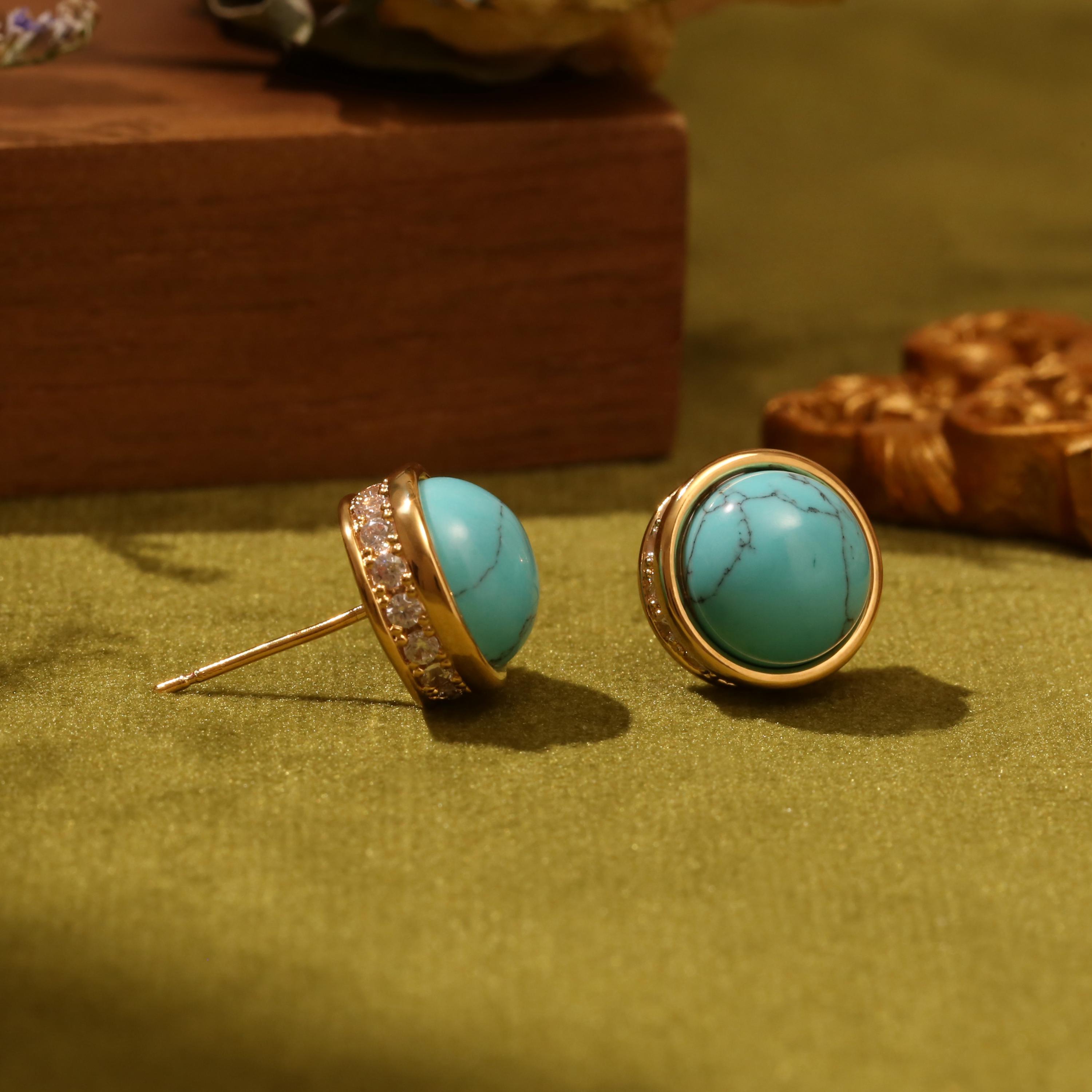 Boucles D'oreilles Créoles Perlées Jewellerybox, Imitation Turquoise, En Argent 925 Plaqué Or, Neuves Avec étiquettes