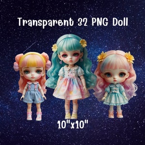 Fantasy Dolls Clipart-Cute BJD Dolls PNG, Transparent PNG, Fantasy Clipart Graphics Commercial Use, 10&quot;x10&quot;