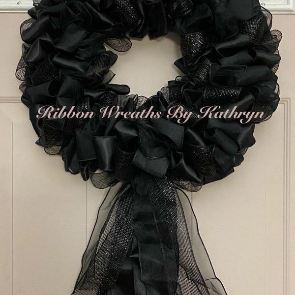 Moño negro de luto - Etsy México