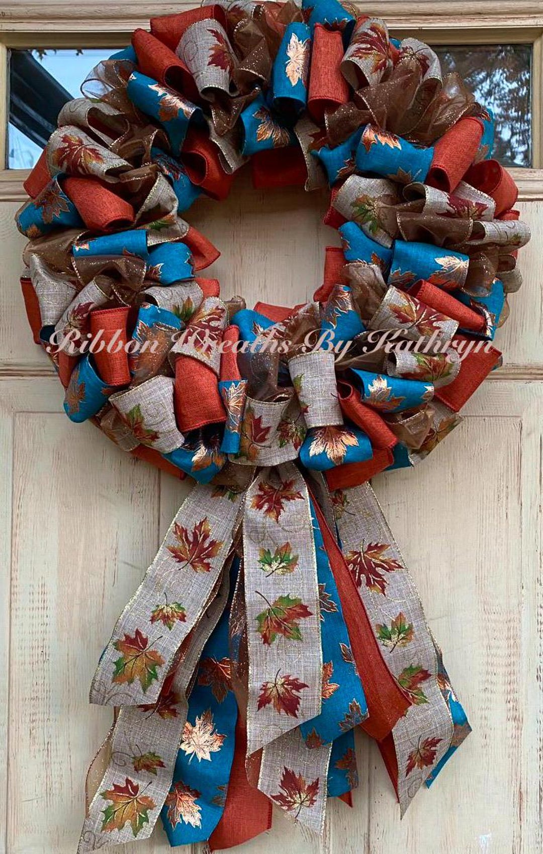 Autumn Leaves Ribbon Wreath by Kathryn™ - Etsy